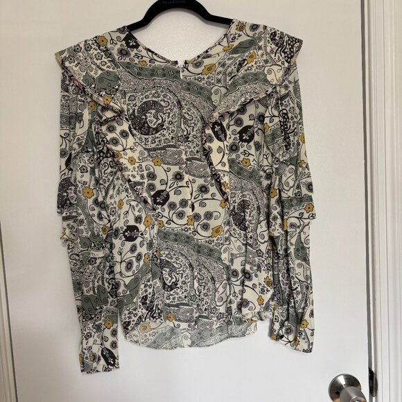 Isabel Marant Etoile Constance Top Blouse Ruffle Print 38 - Picture 6 of 9